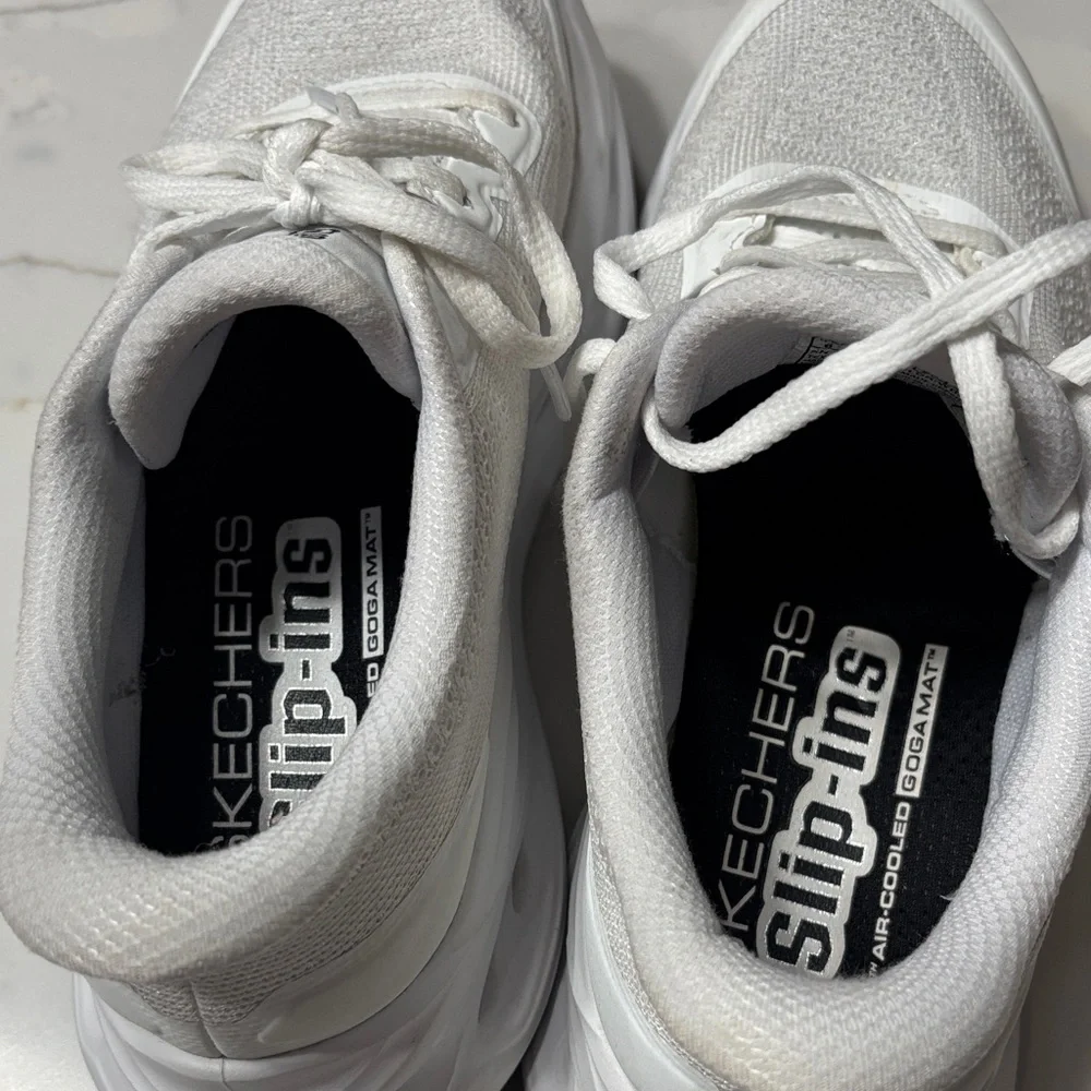 Skechers Women's White Slip-On Sneakers - Picture 13 of 17